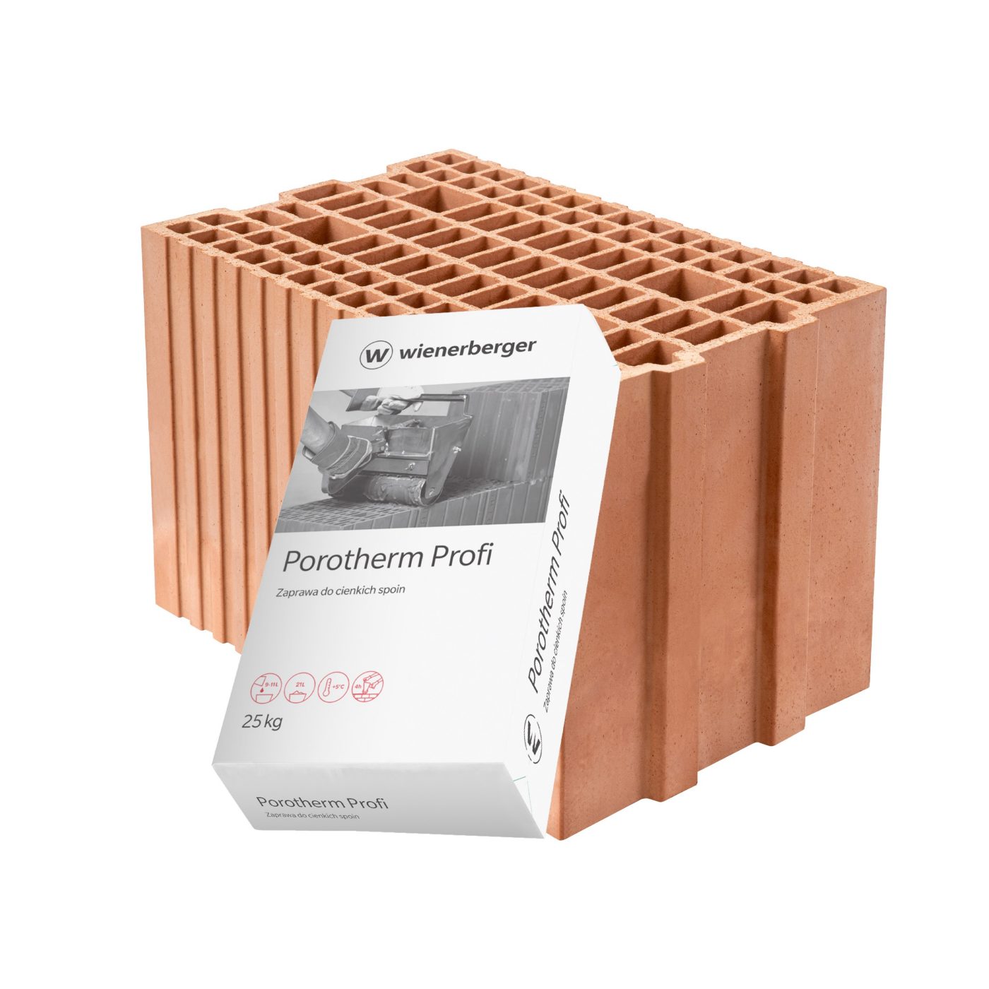 Niskoemisyjny szlifowany pustak ceramiczny Porotherm 25 Klima+ Profi