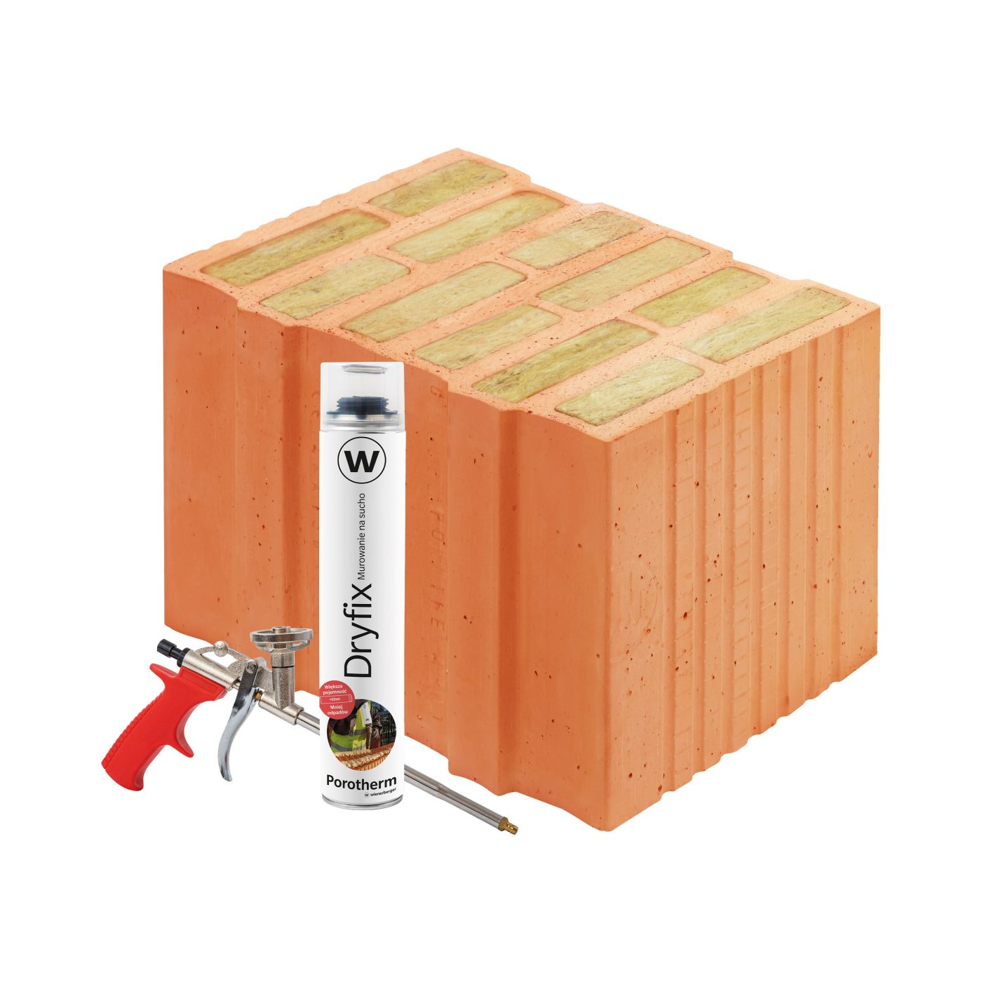 Szlifowany pustak ceramiczny wypełniany wełną mineralną Porotherm 44 T Dryfix