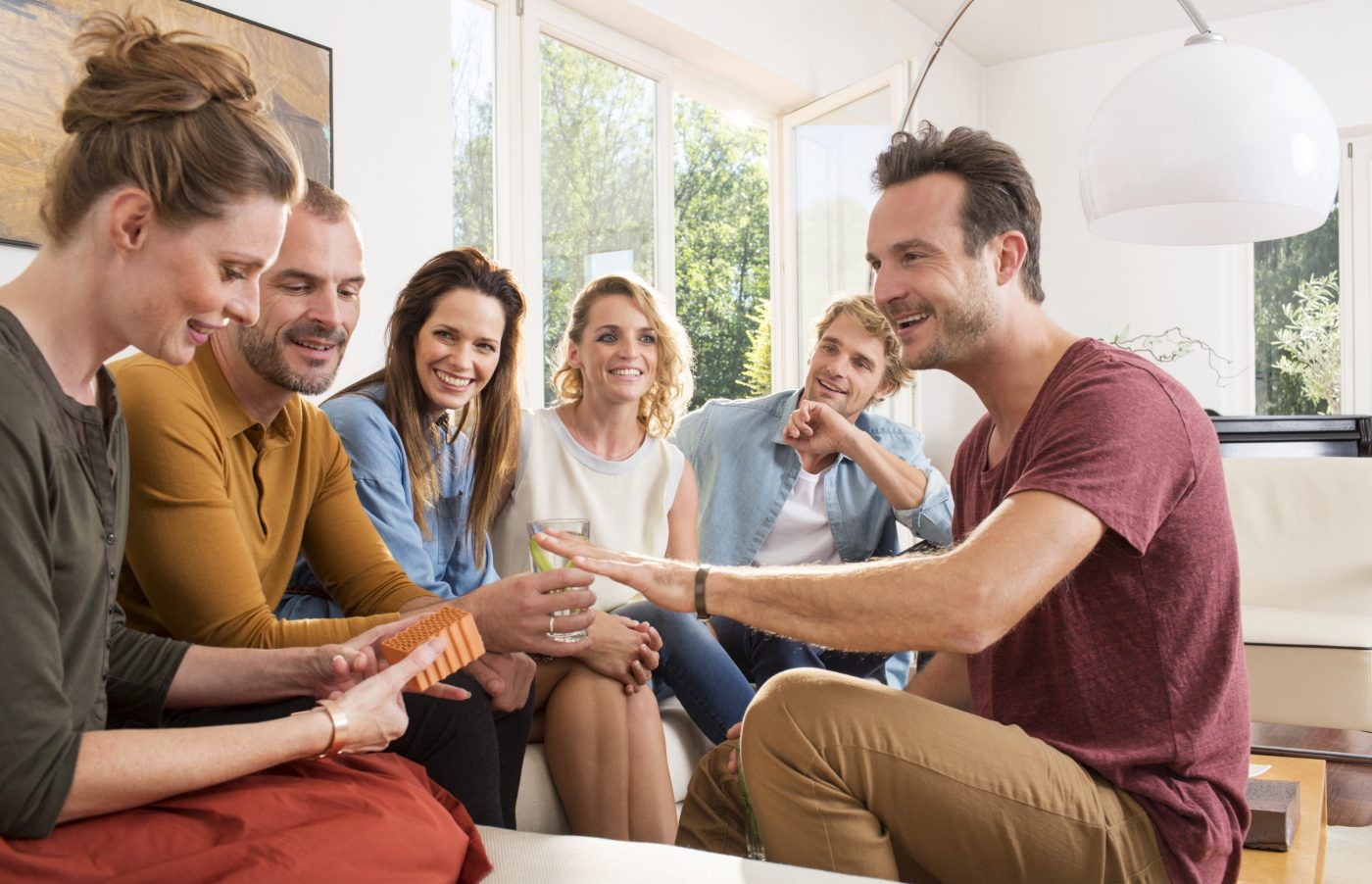 Indoor party situation with adults